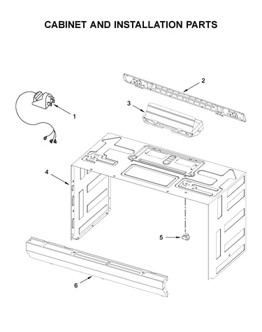 Cabinet and installation parts