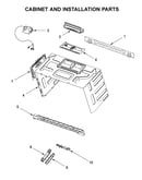 Cabinet and installation parts