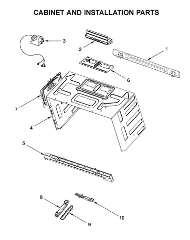 Cabinet and installation parts