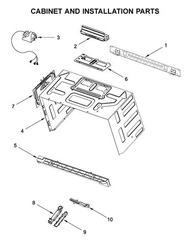 Cabinet and installation parts