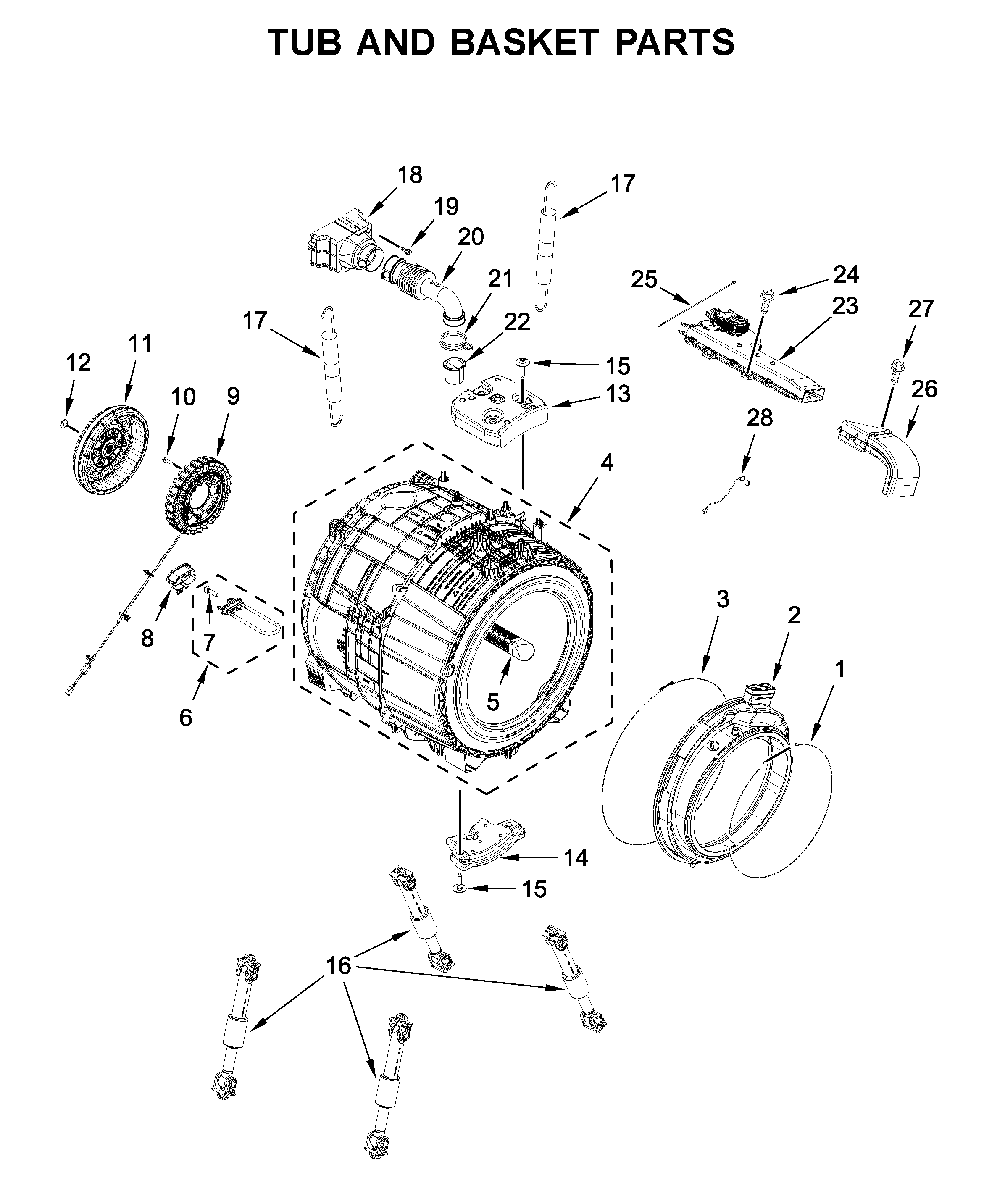 Tub and basket parts