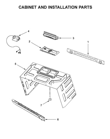 Cabinet and installation parts
