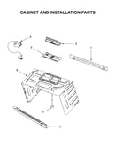 Cabinet and installation parts