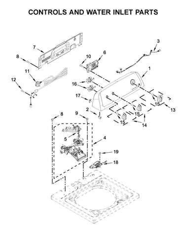 Controls and water inlet parts