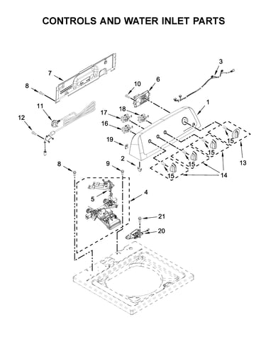 Controls and water inlet parts