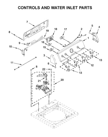Controls and water inlet parts