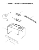 Cabinet and installation parts