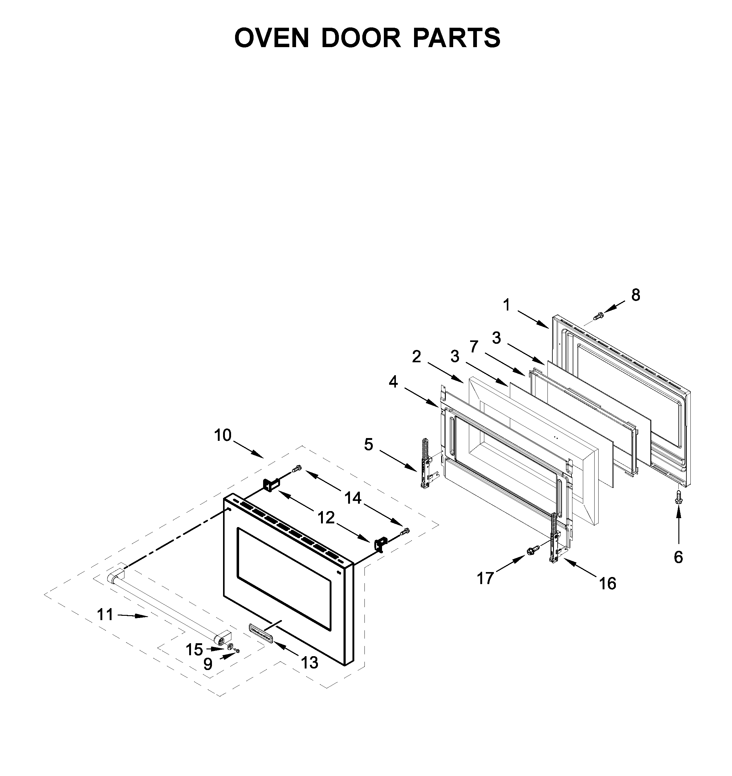 Oven door parts
