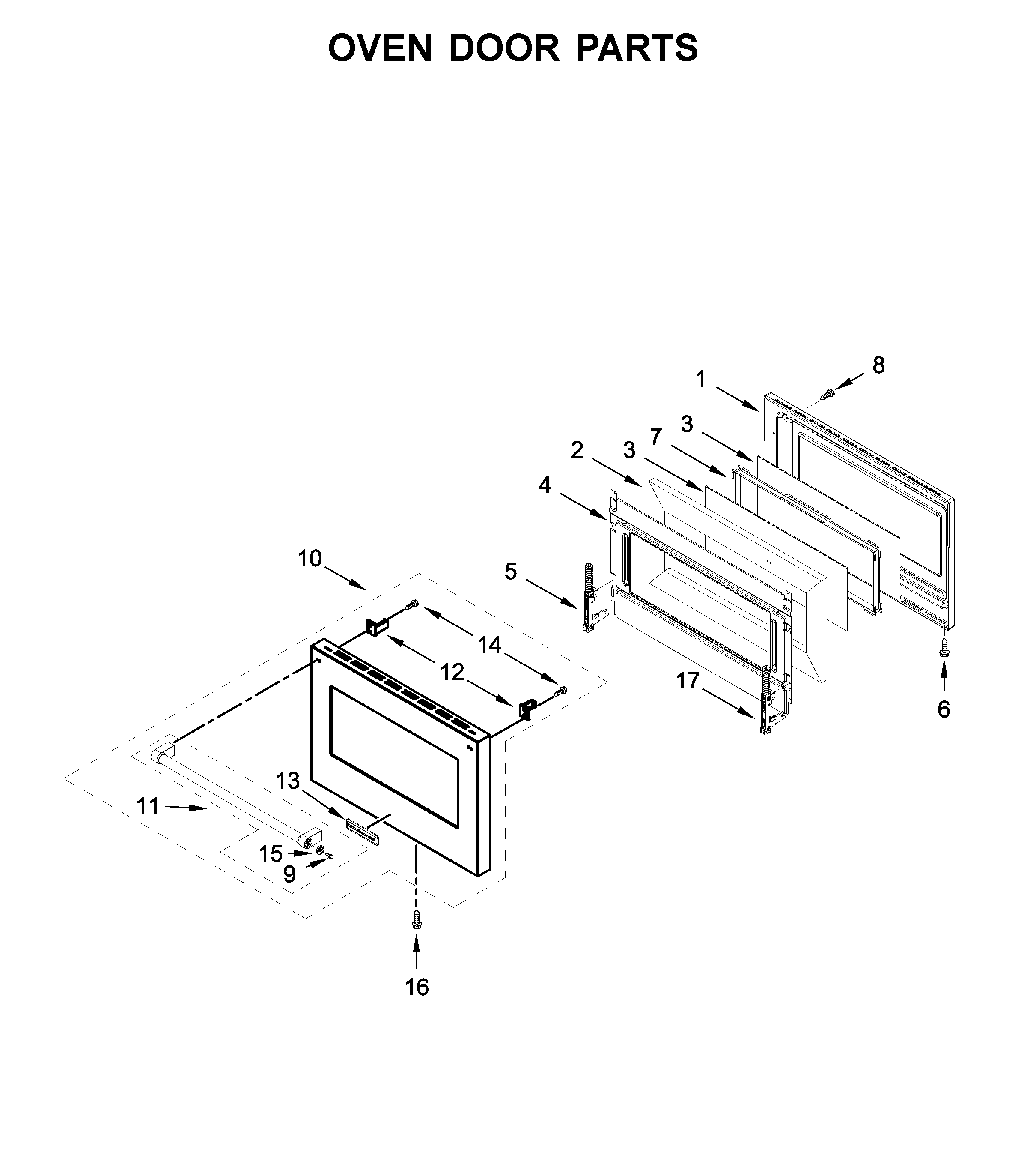 Oven door parts