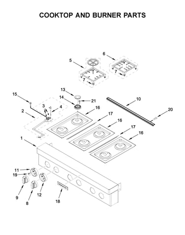 Cooktop and burner parts