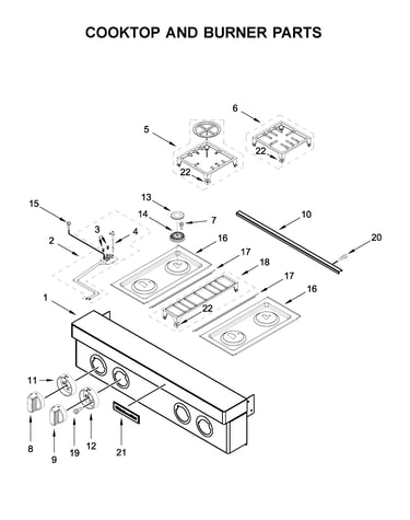 Cooktop and burner parts