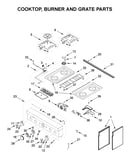 Cooktop, burner and grate parts