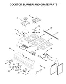 Cooktop, burner and grate parts