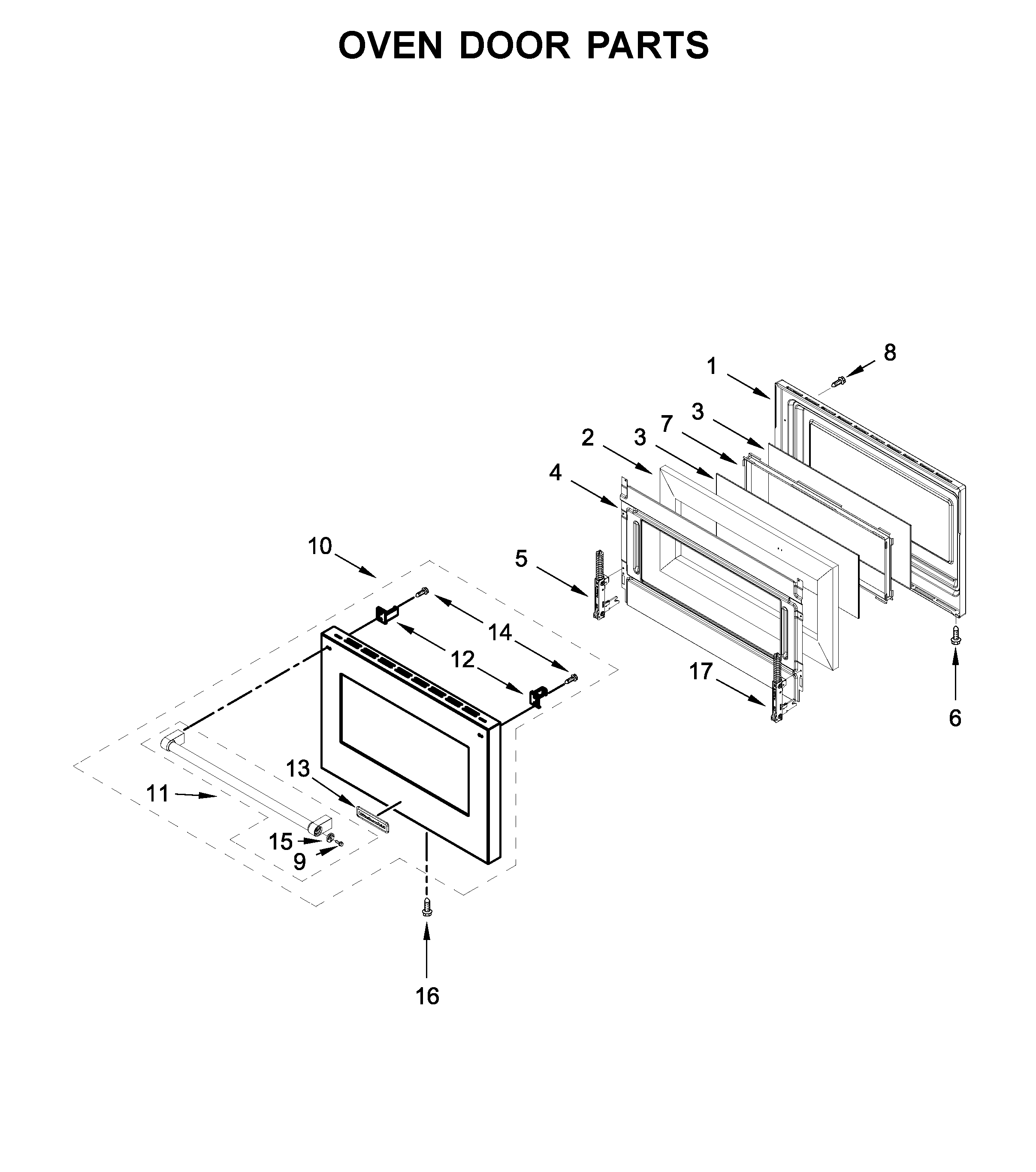 Oven door parts