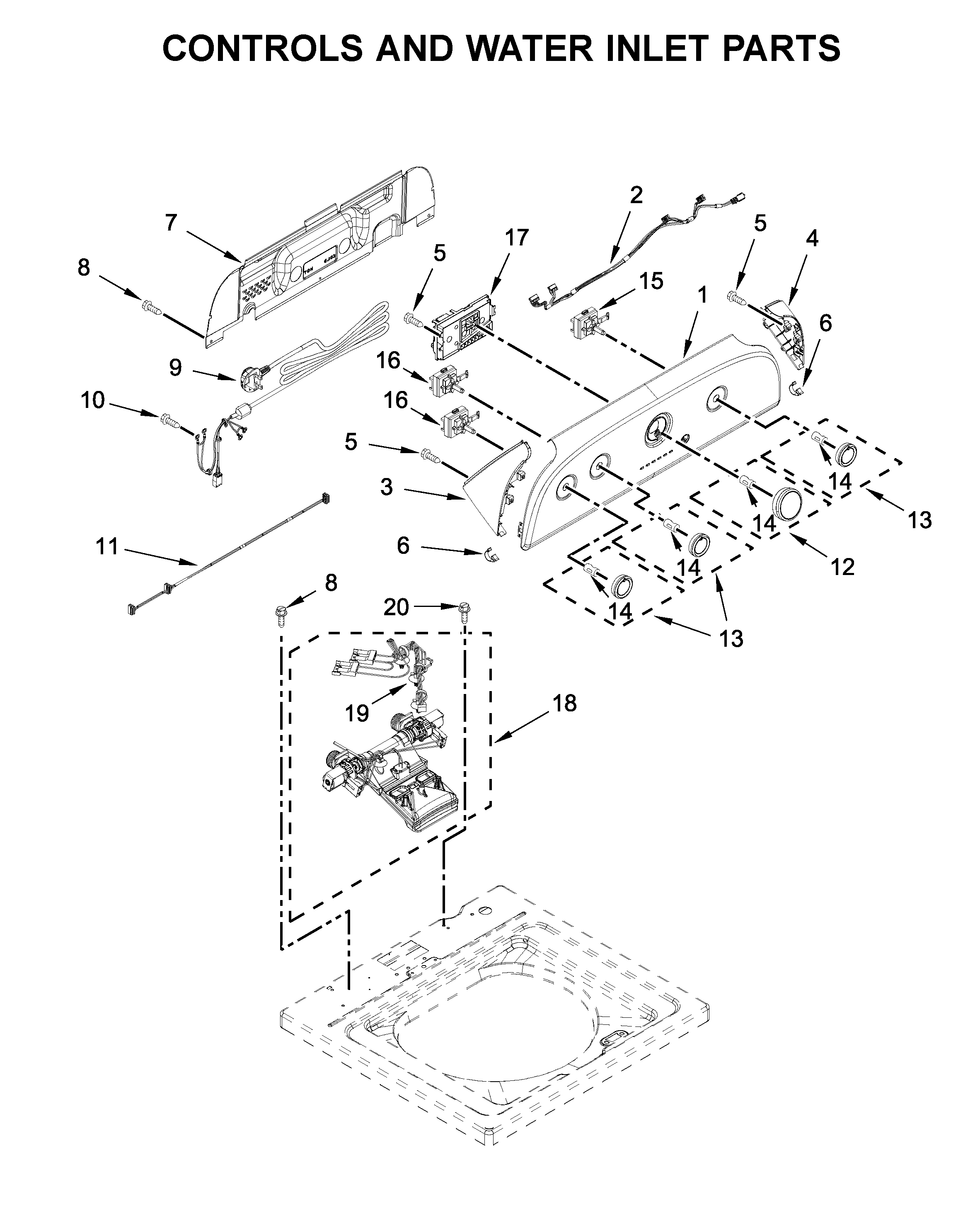 CONTROLS AND WATER INLET PARTS