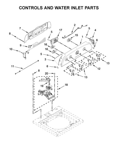 Controls and water inlet parts