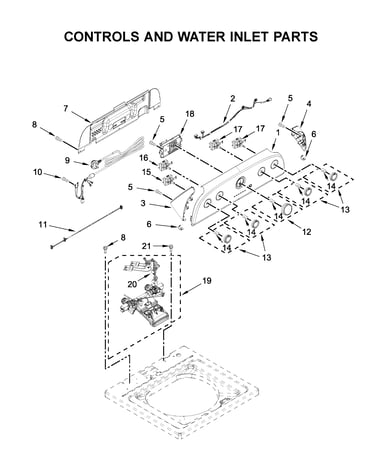 Controls and water inlet parts