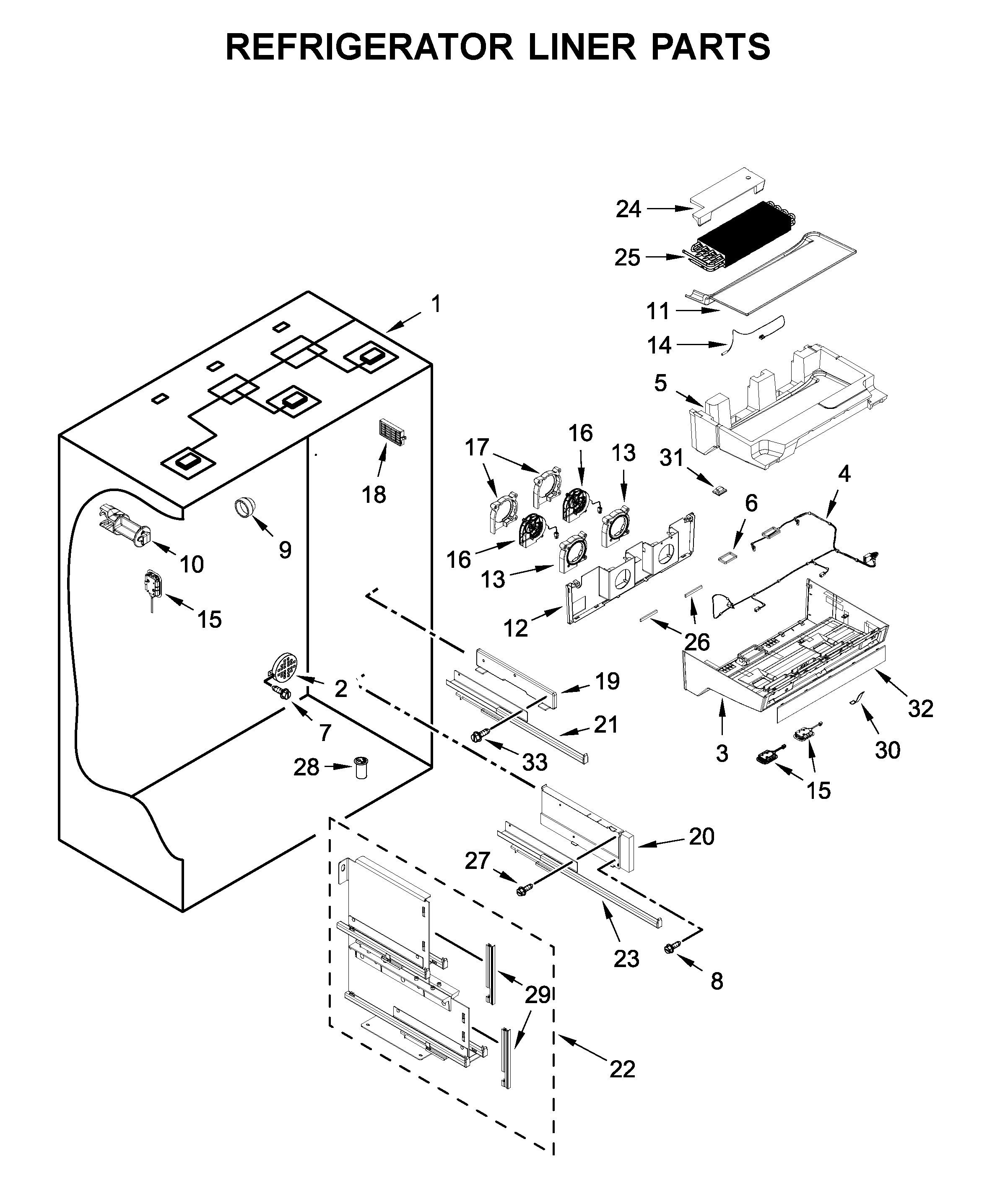 REFRIGERATOR LINER PARTS