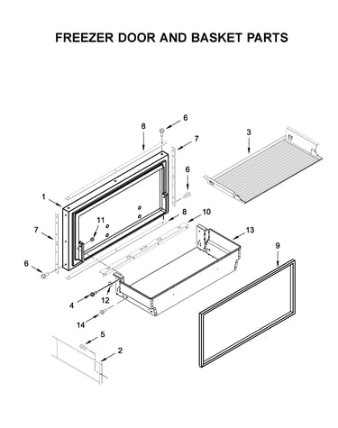 Freezer door and basket parts