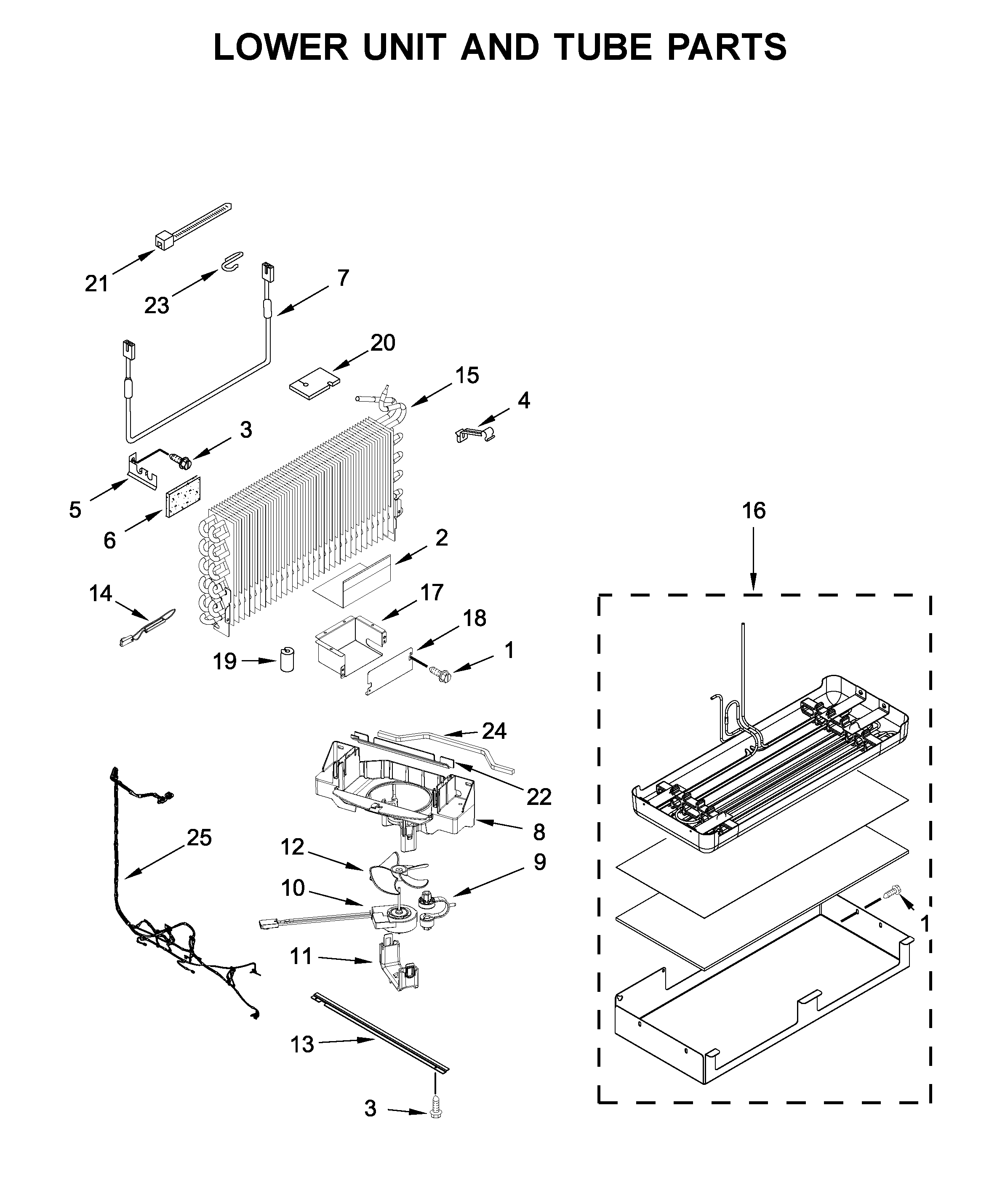 LOWER UNIT AND TUBE PARTS