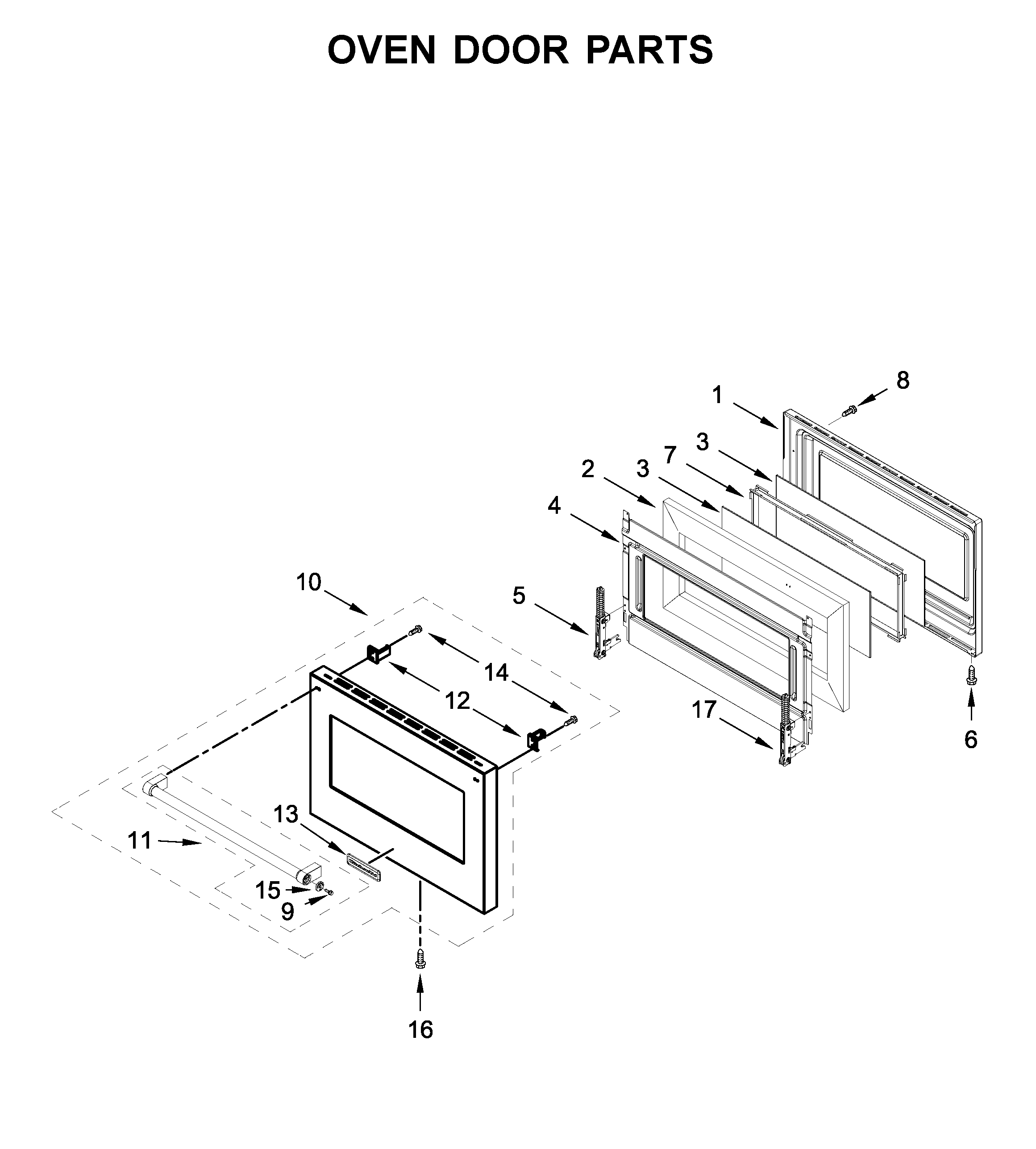 Oven door parts