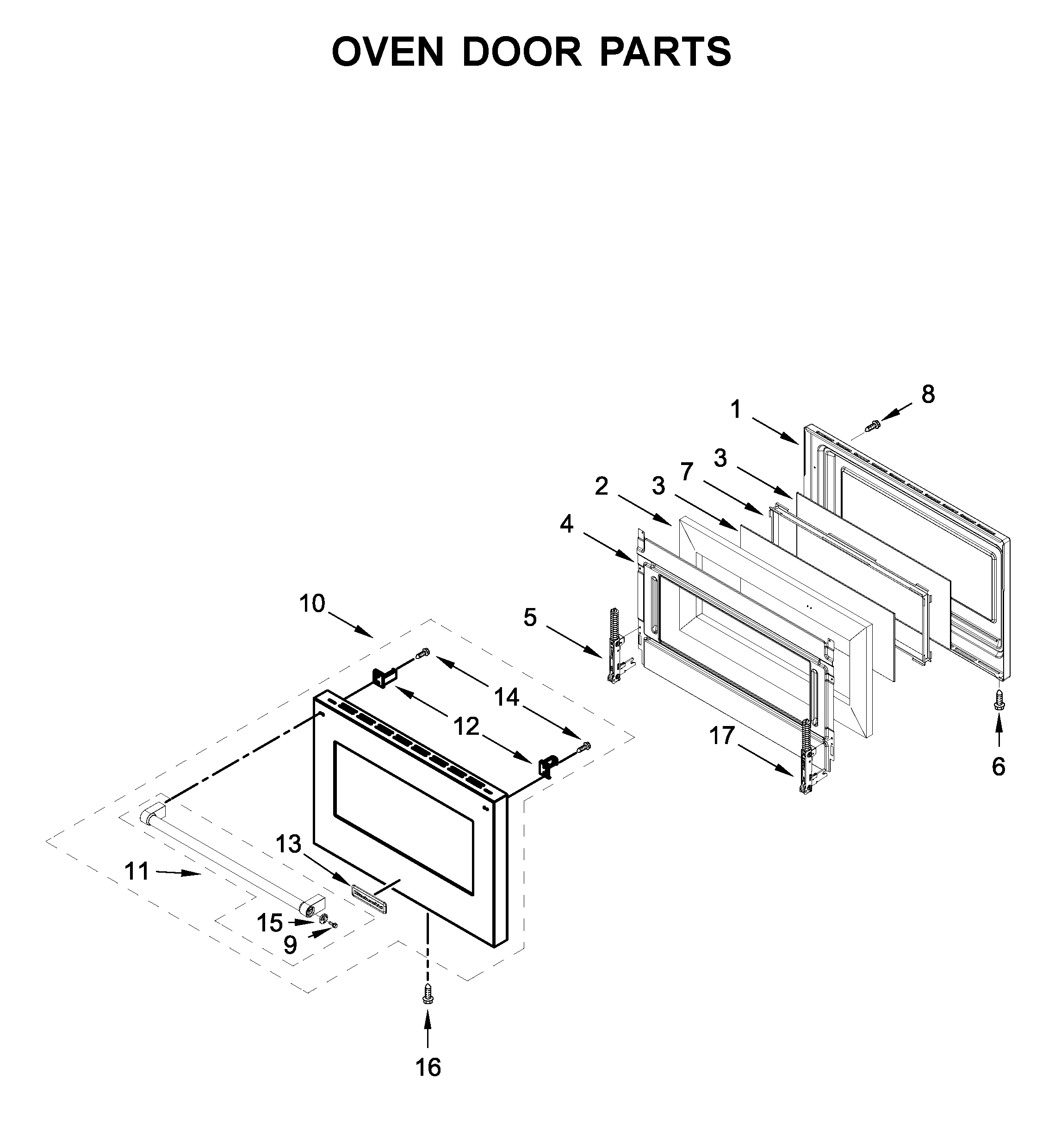Oven door parts