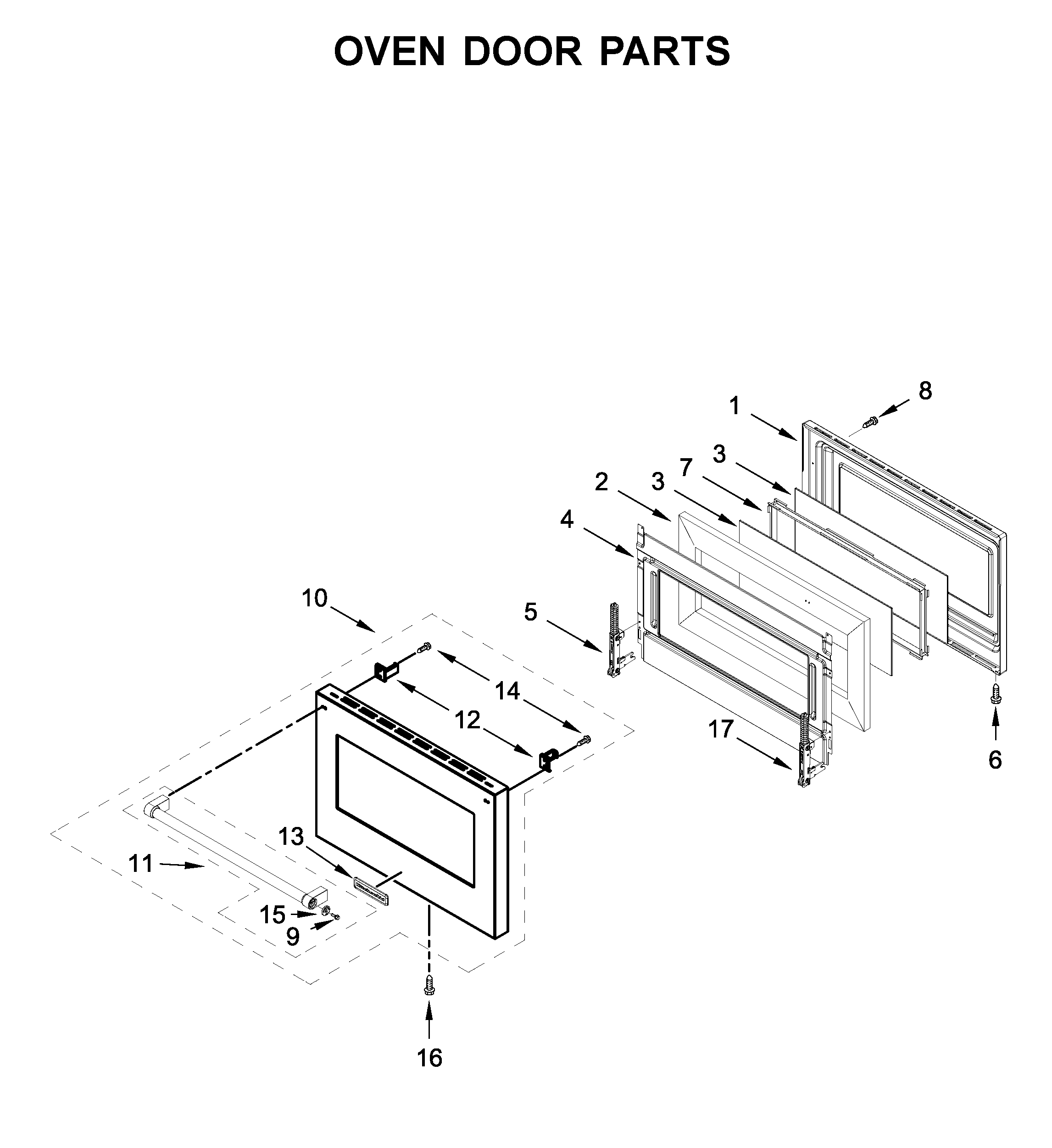 Oven door parts
