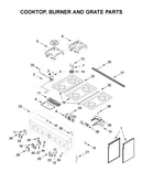 Cooktop, burner and grate parts