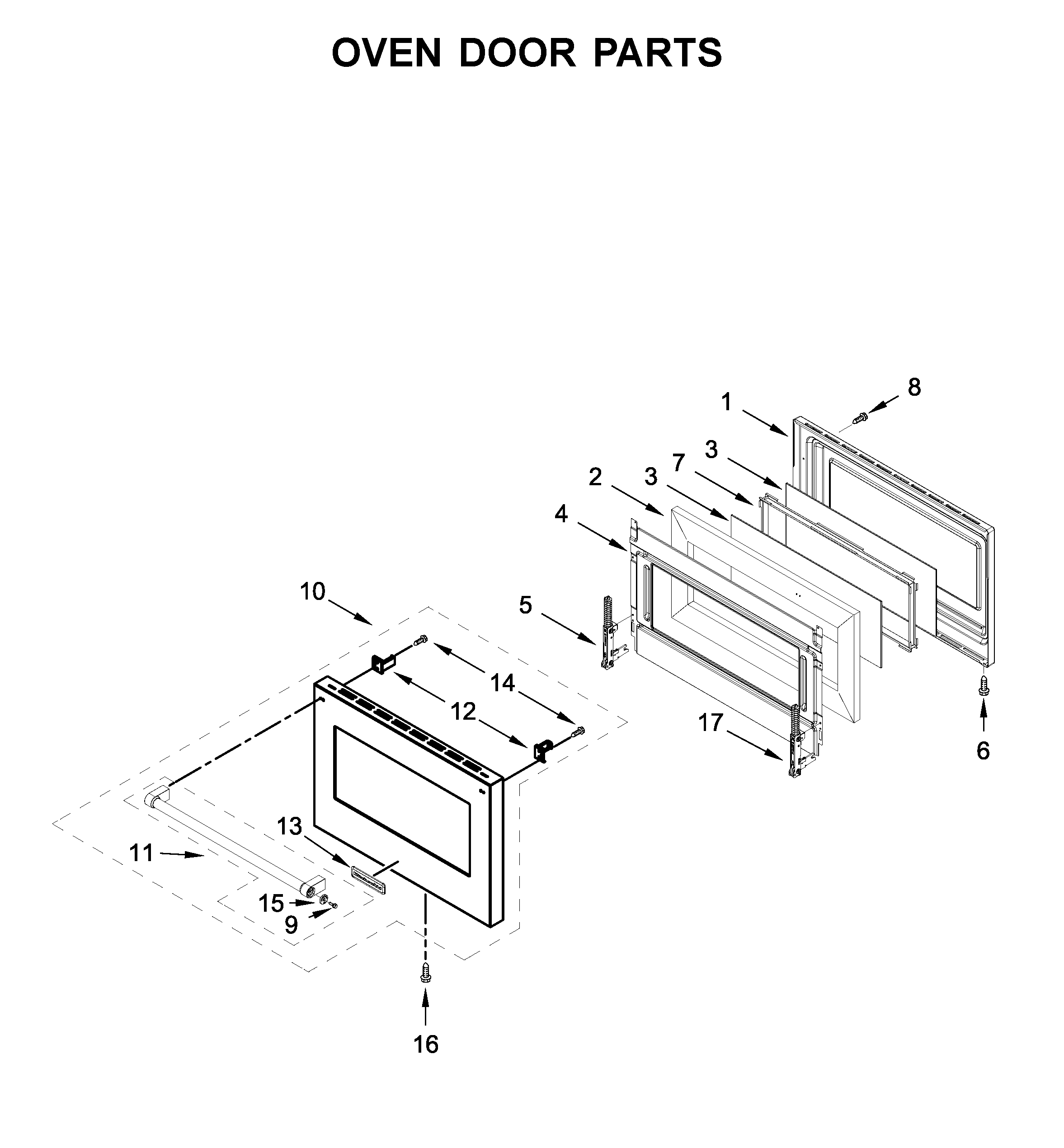 Oven door parts