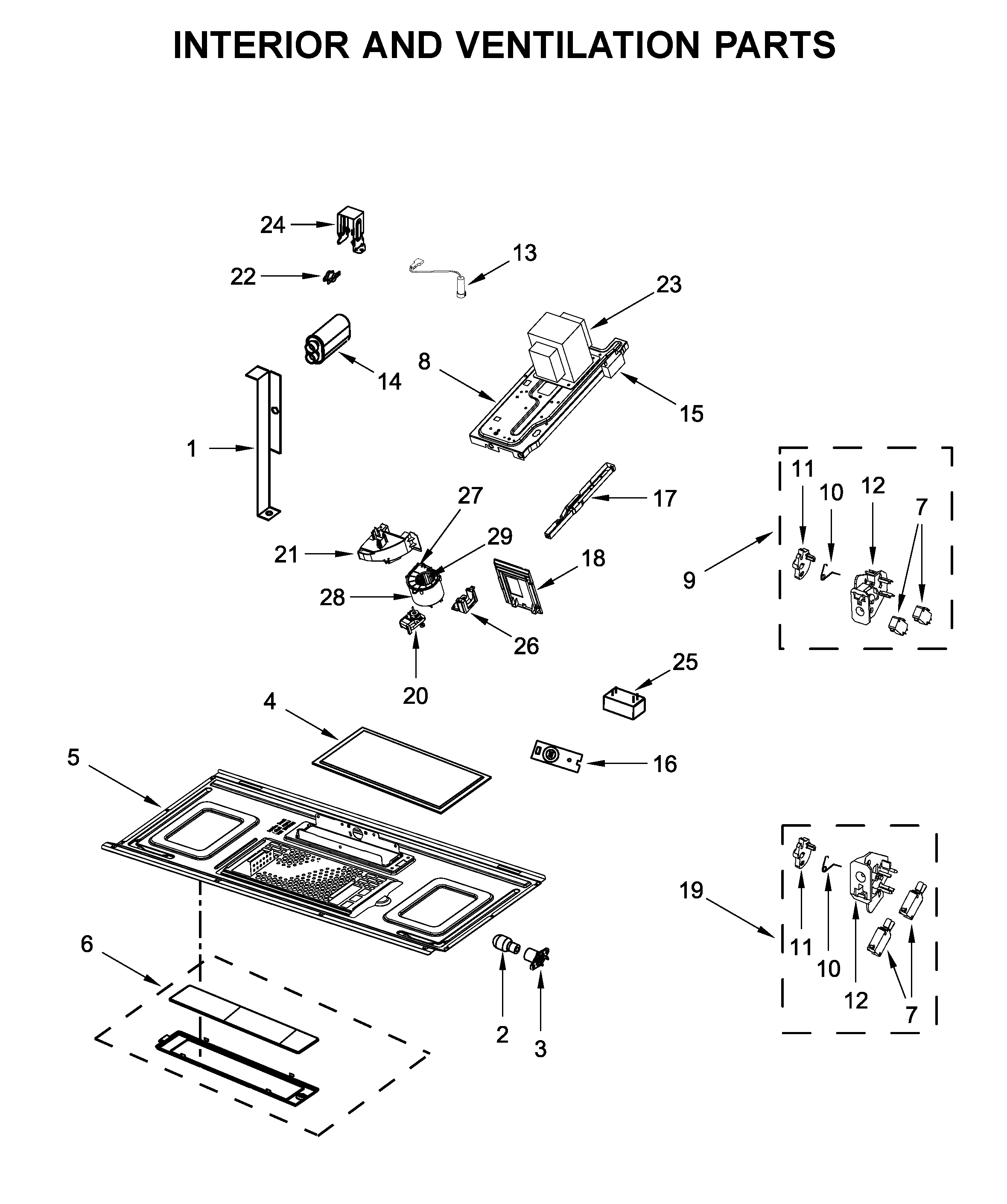 Interior and ventilation parts