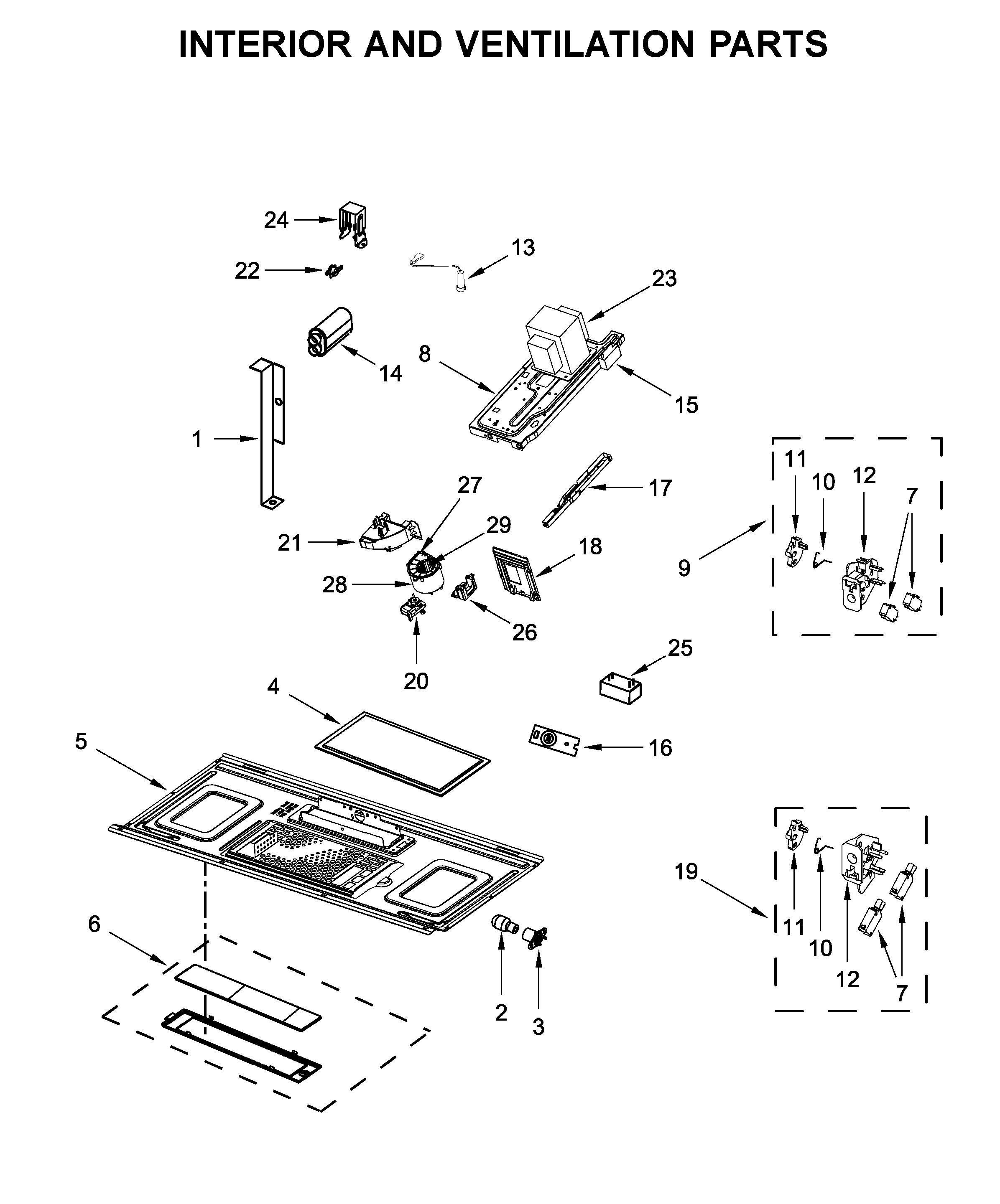 Interior and ventilation parts