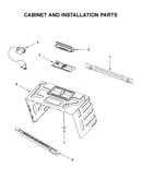 Cabinet and installation parts