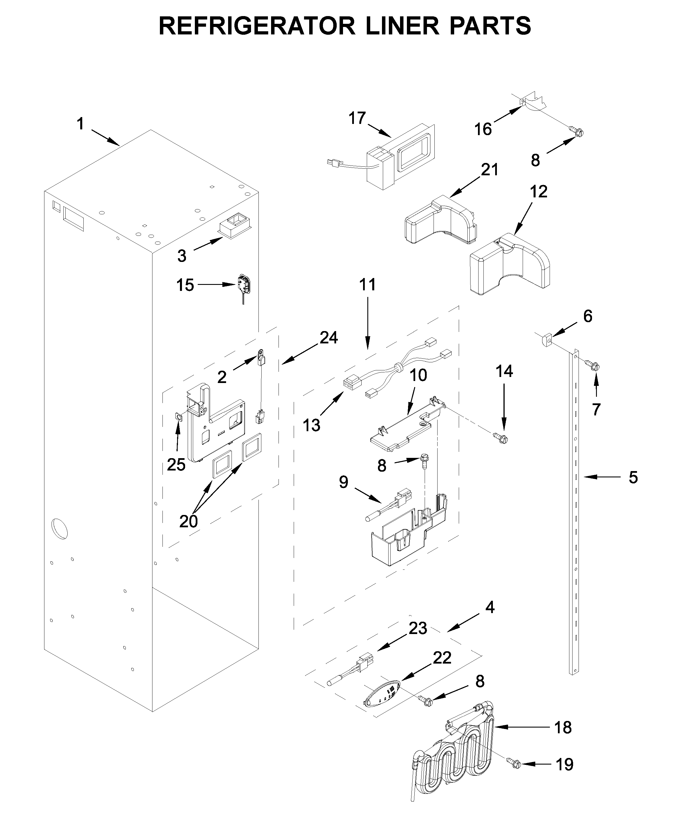 Refrigerator liner parts