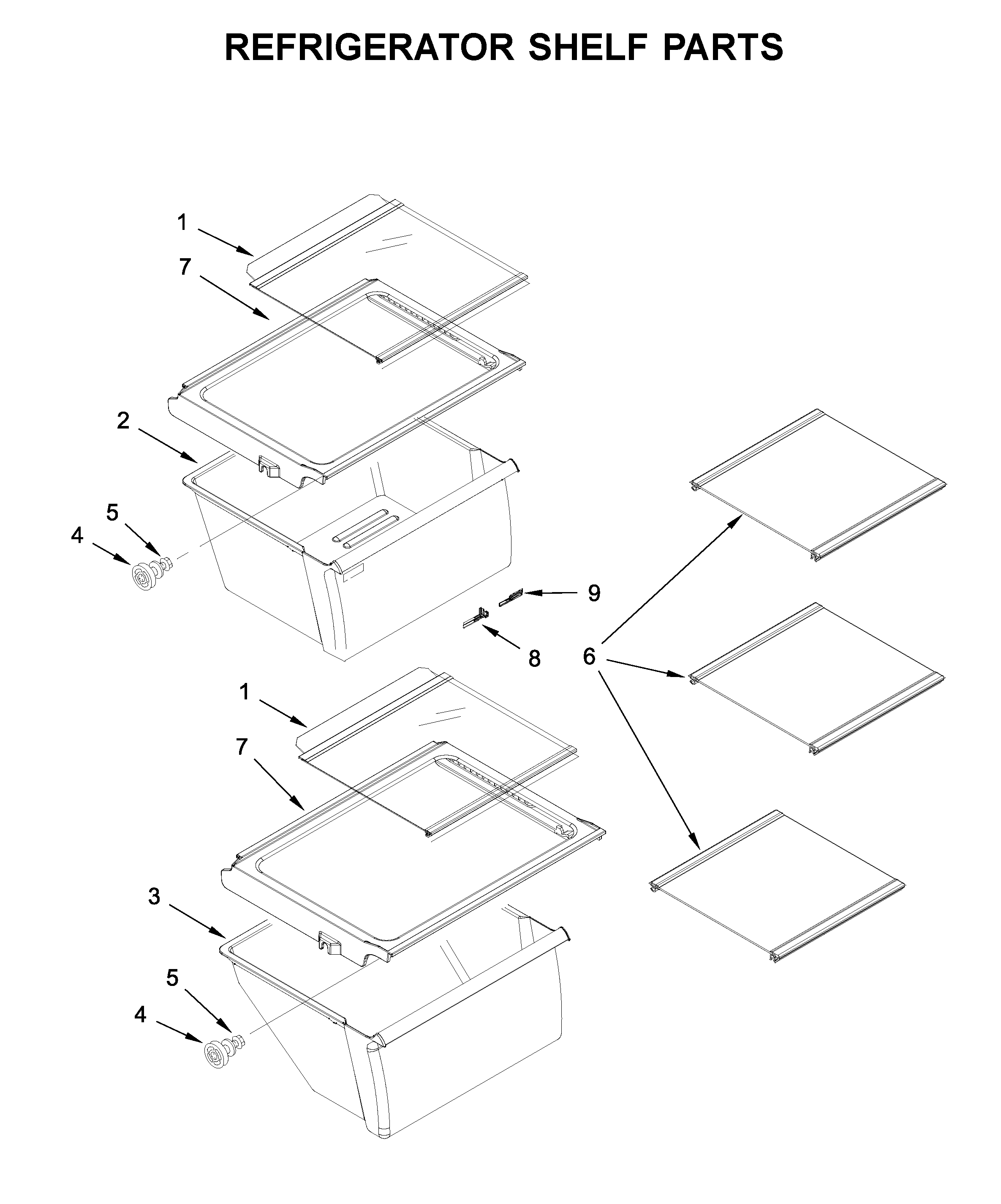 Refrigerator shelf parts