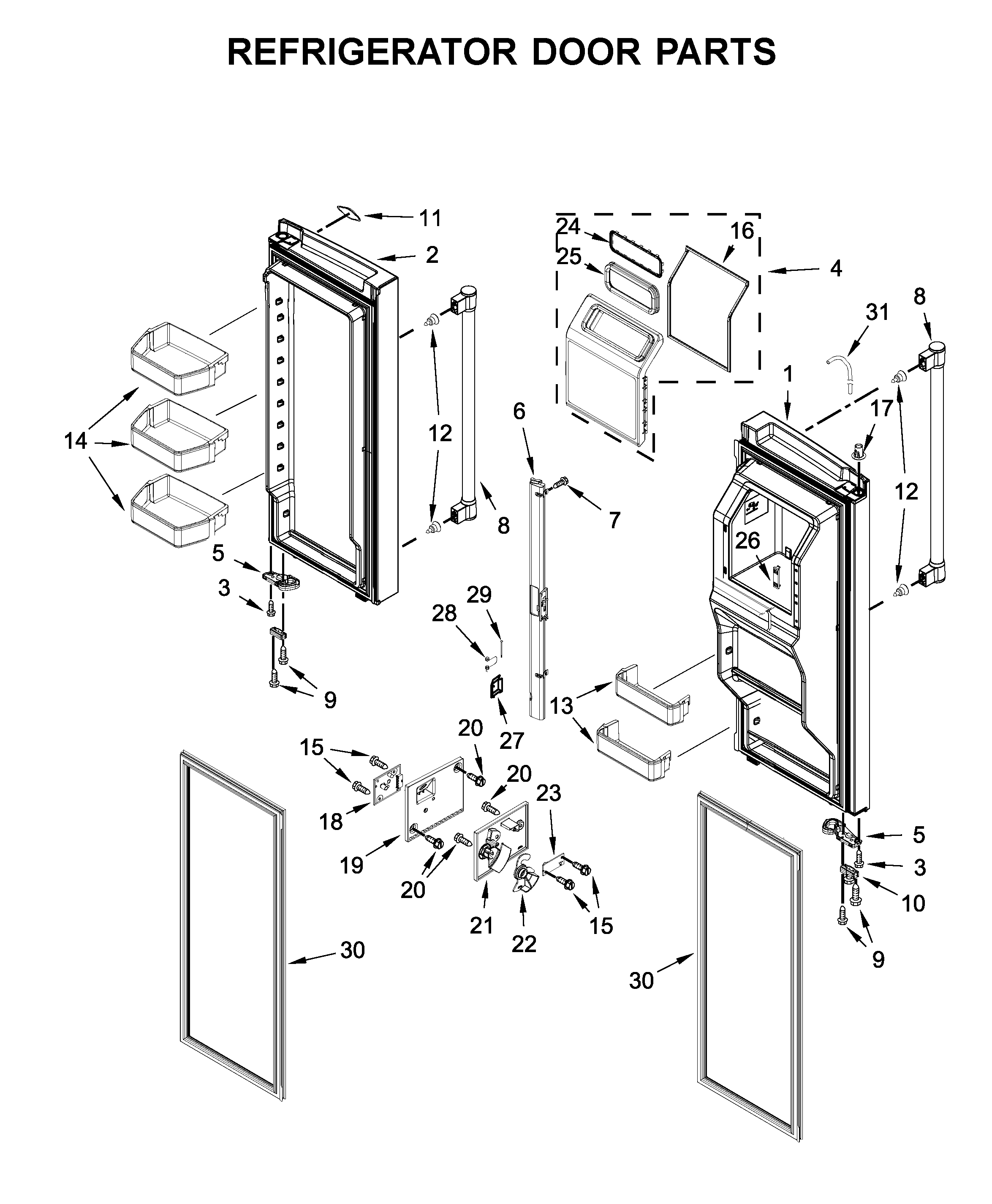 Refrigerator door parts