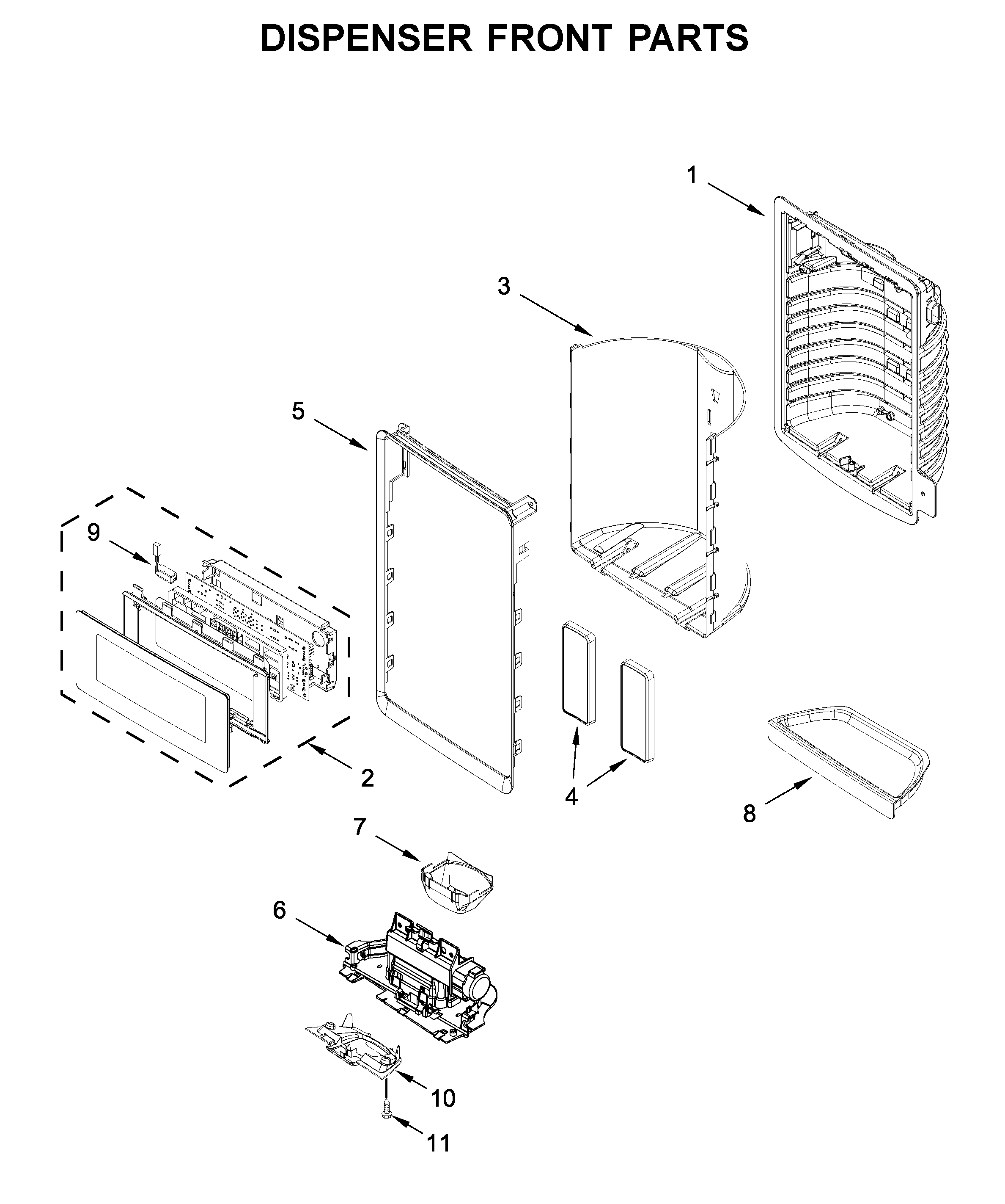 Dispenser front parts