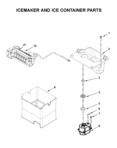Icemaker and ice container parts