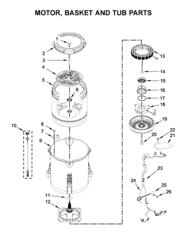 Motor, basket and tub parts