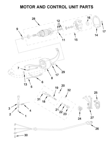 Motor and control unit parts