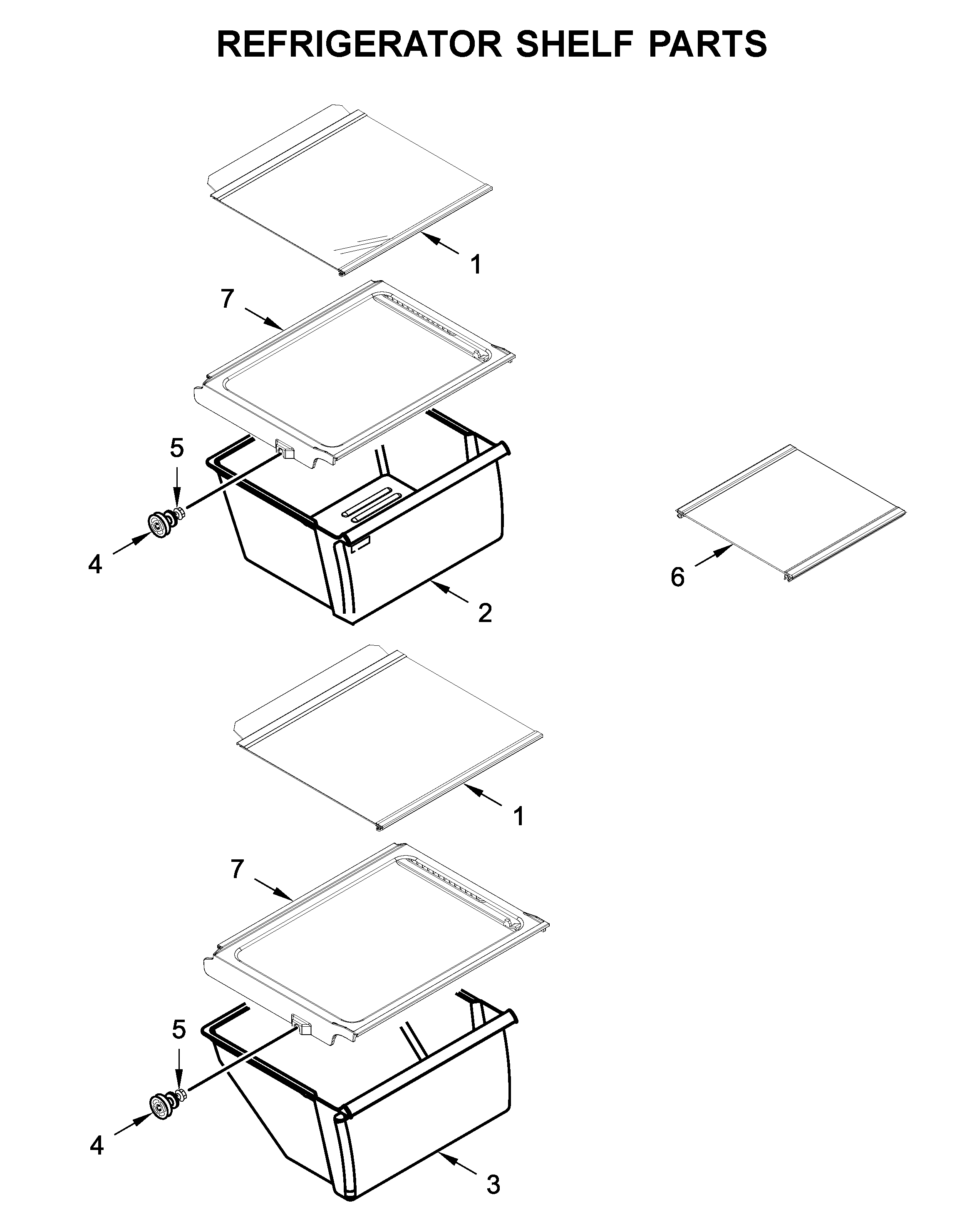 Refrigerator shelf parts