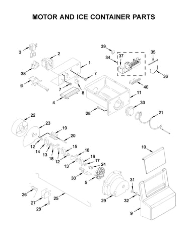 Motor and ice container parts