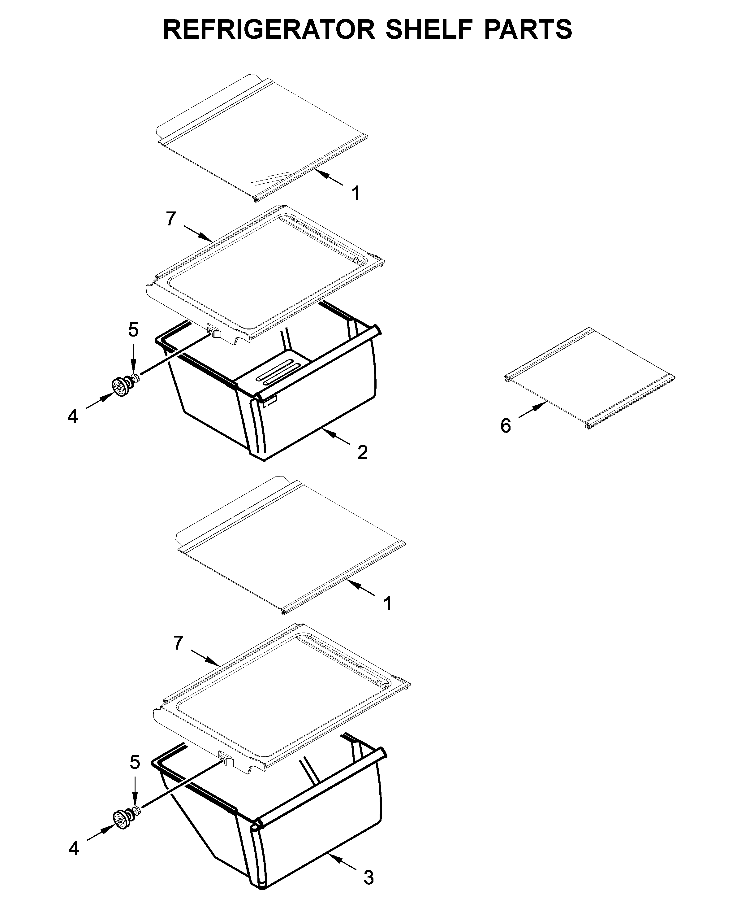 Refrigerator shelf parts