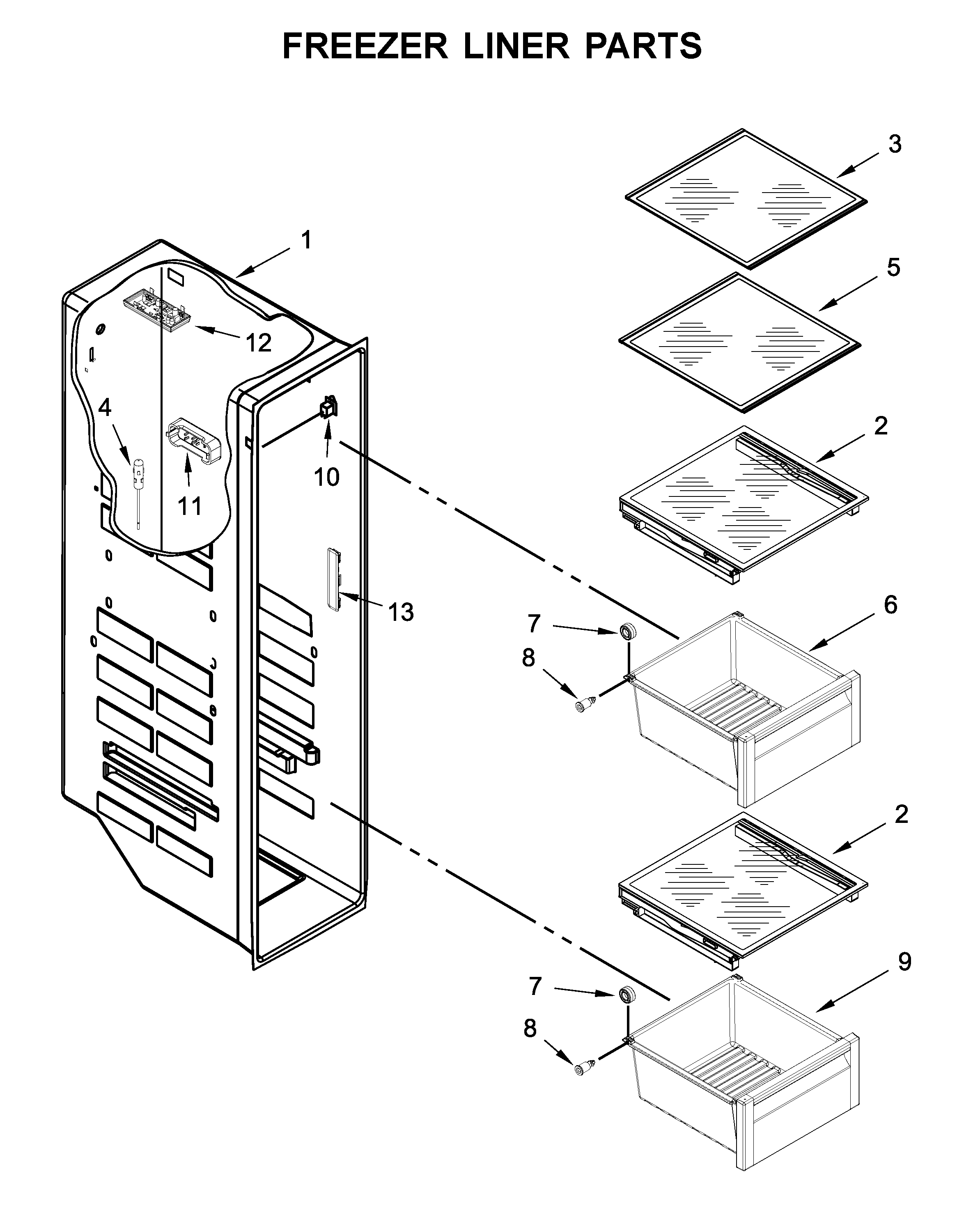 Freezer liner parts