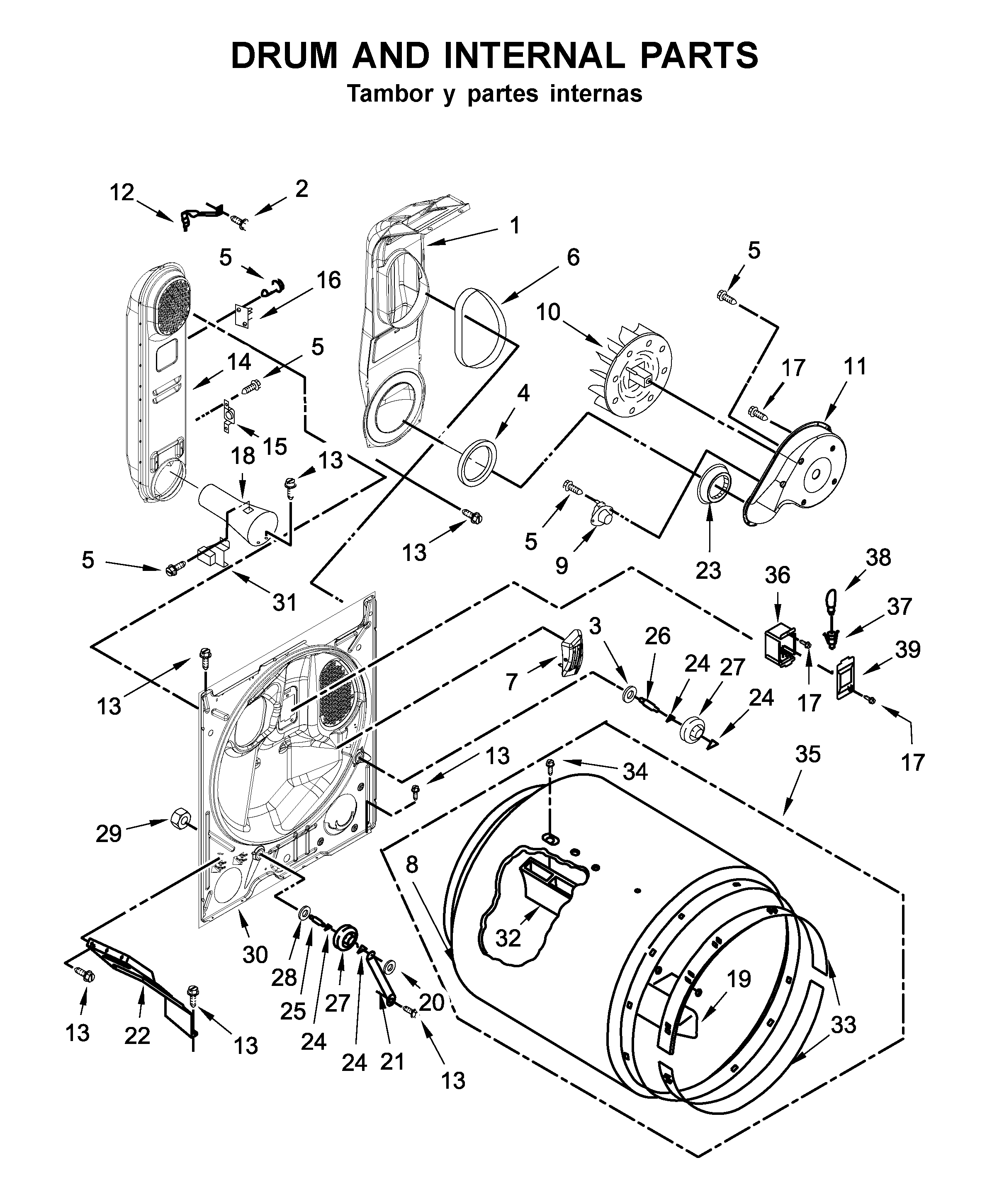 DRUM AND INTERNAL PARTS