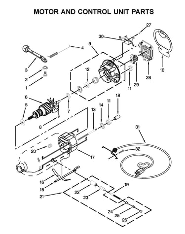 Motor and control unit parts