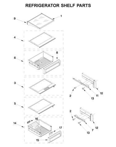 Refrigerator shelf parts