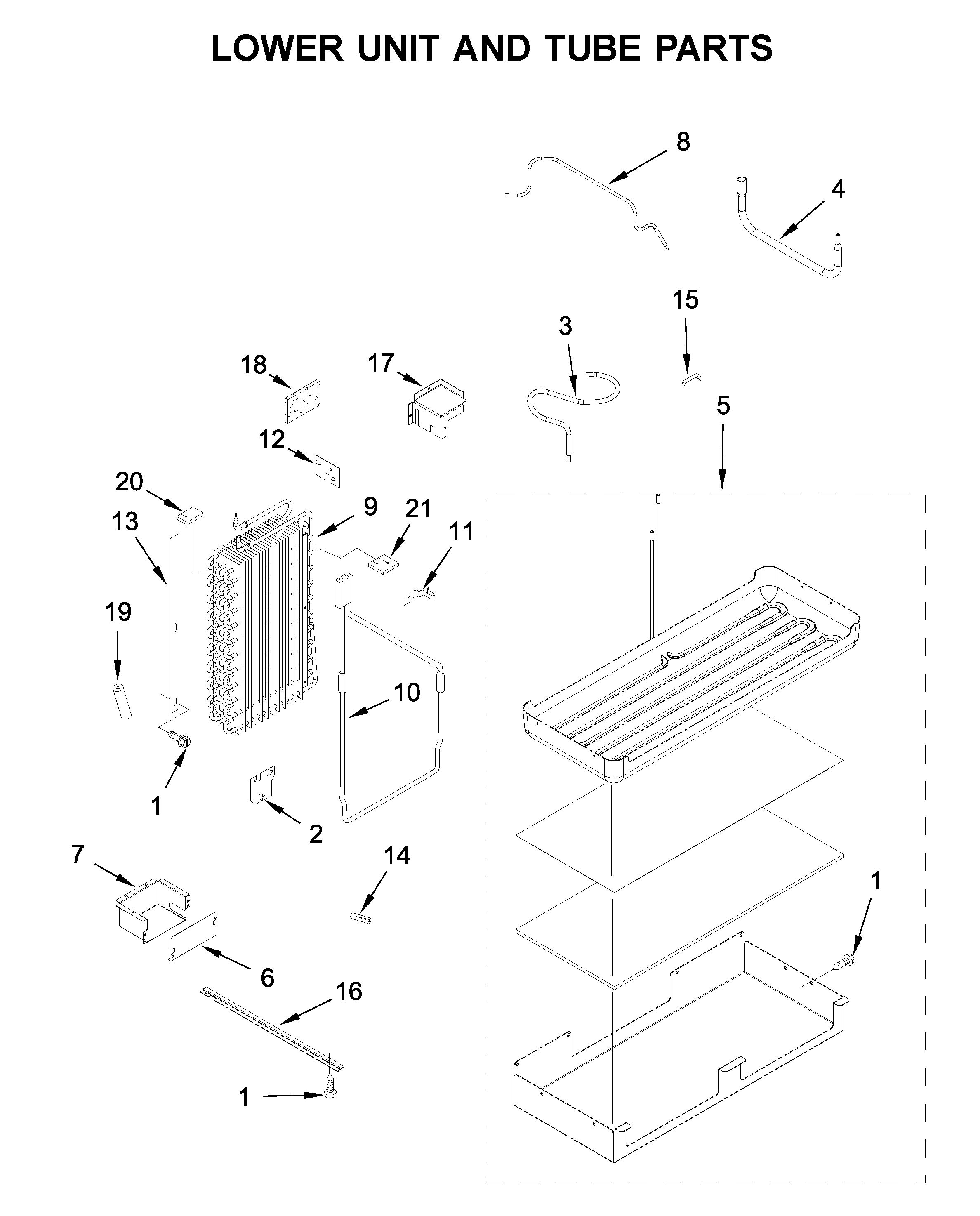 LOWER UNIT AND TUBE PARTS