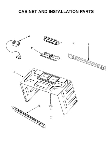 Cabinet and installation parts