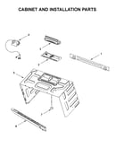 Cabinet and installation parts