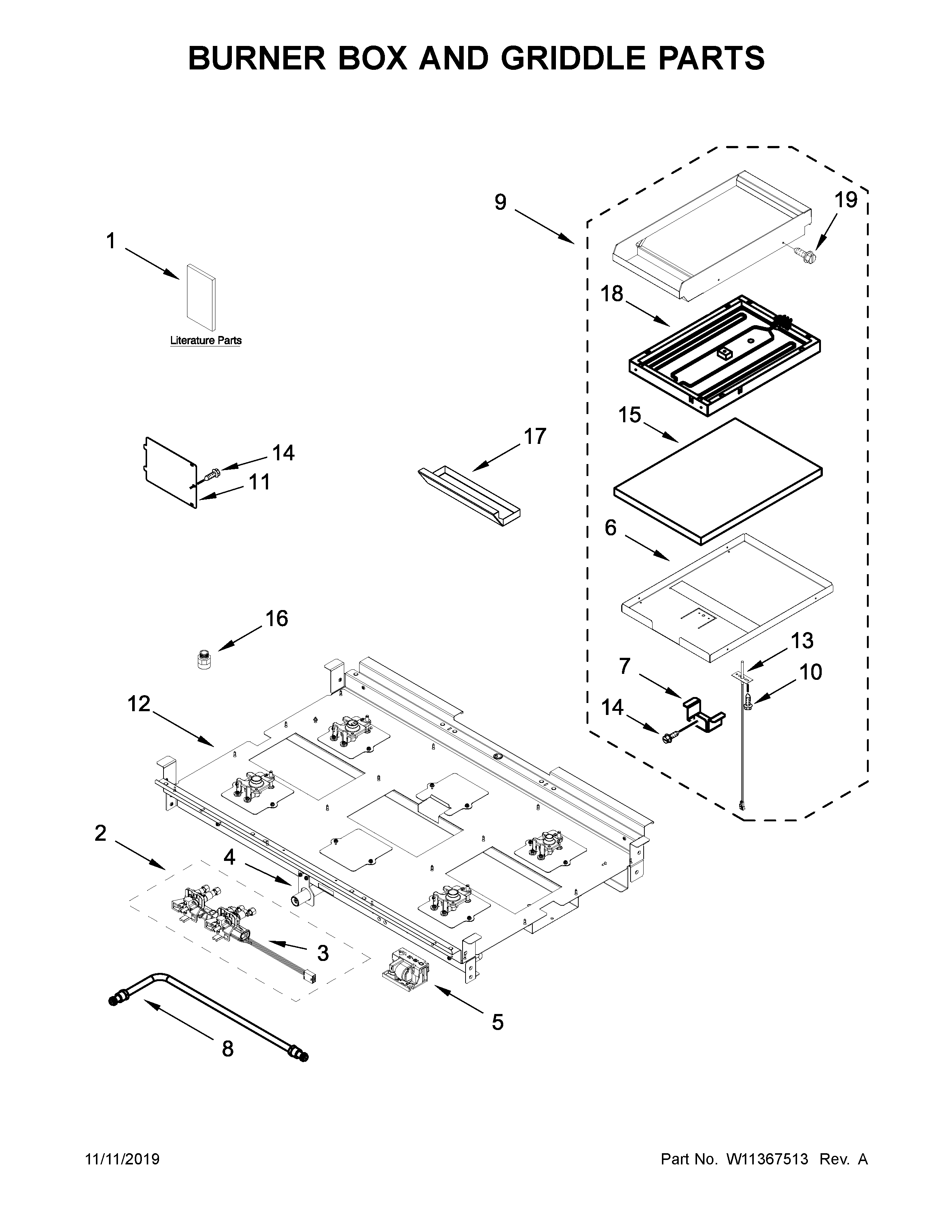 Burner box and griddle parts